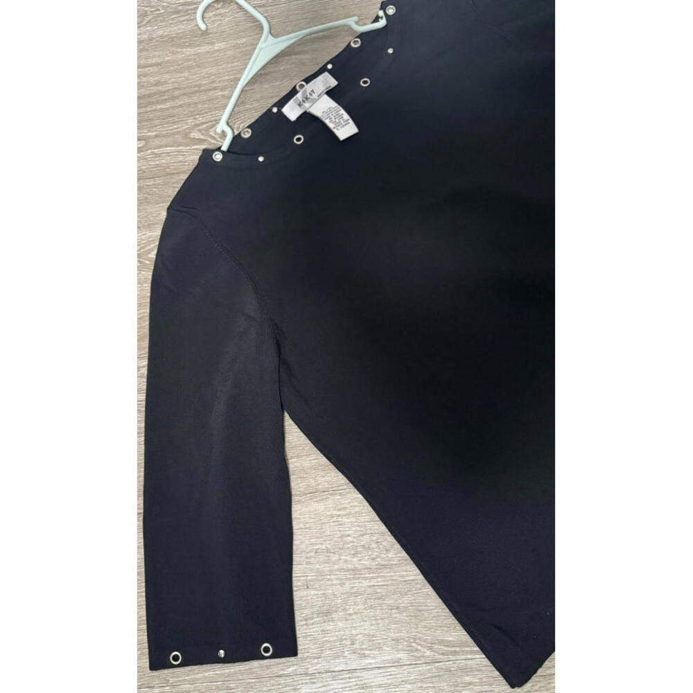 Kikit Womens top Extra Large Black Silver Grommet Disc Trim Edgy Office Work - Picture 9 of 15